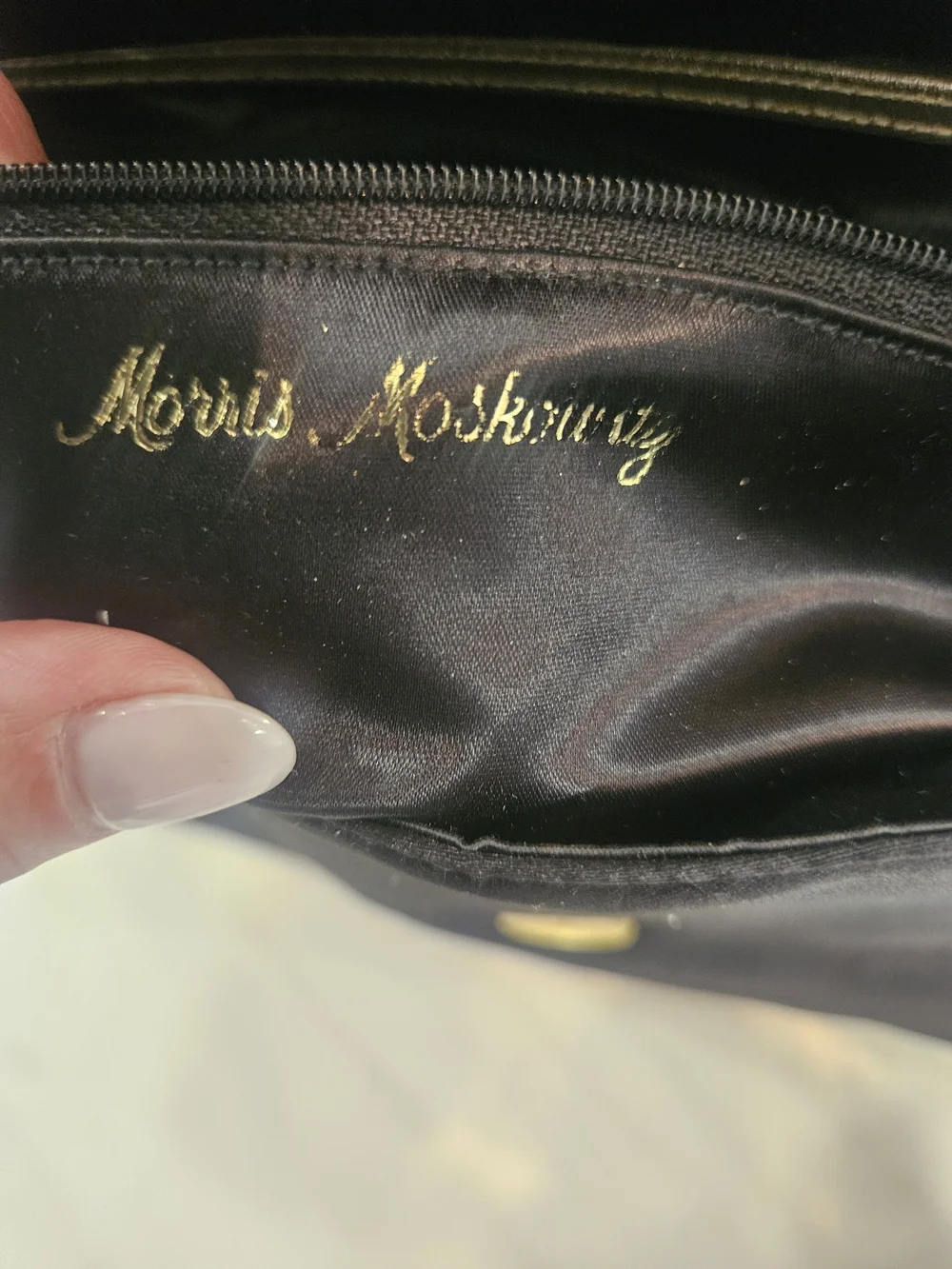 Rare 1950s Morris Moskowitz Evening Bag Black Fabric Clutch Mid Century Modern